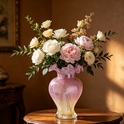 Vintage Ruffle Glass Vase